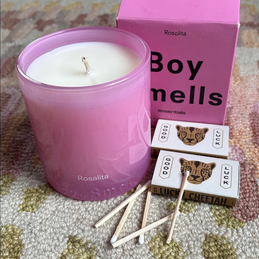 HTF Boy Smells Rosalita Tangerine Rose White Leather Boxed Candle NWT